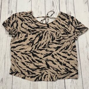 abercrombie Zebra Print Top Tie Back XXS Black